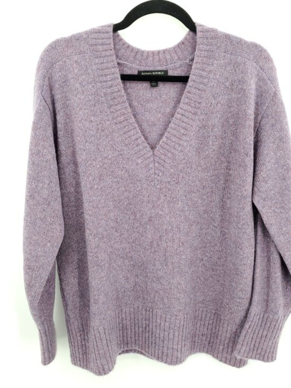 Banana Republic 100% Cashmere Wedge Open V-Necks M Marled Purple